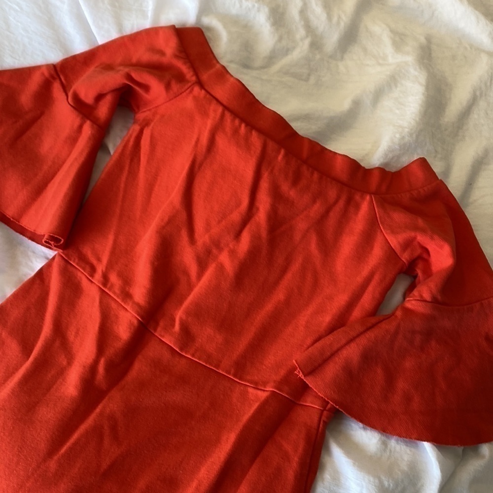 Free people hugger orange bell boho sleeve dress xs - Picture 2 of 6